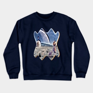 Robot and pet in extraterrestrial city UFO Crewneck Sweatshirt